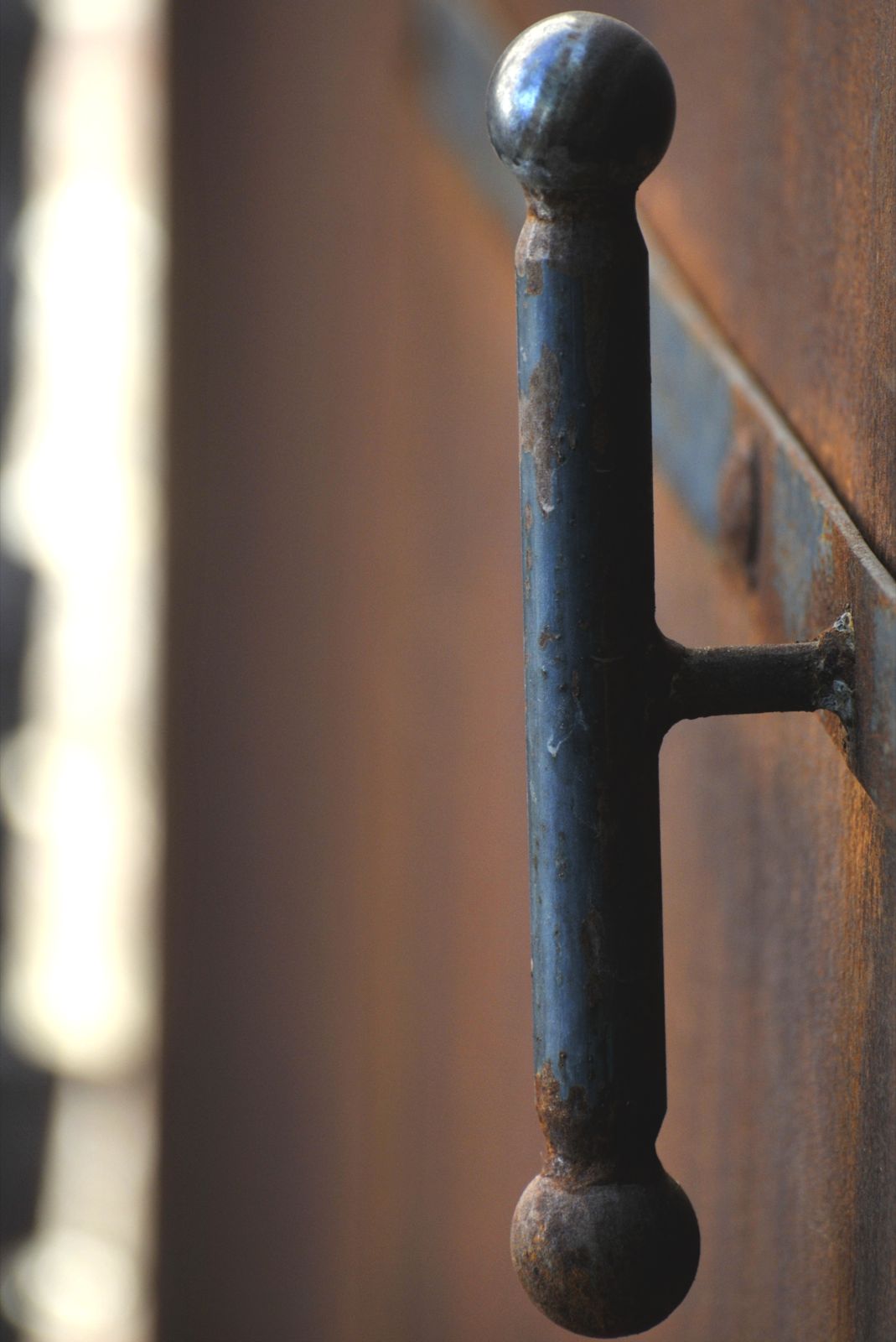 Round bar, raw steel handle for sliding gate in the Coronado, AZ neighborhood.